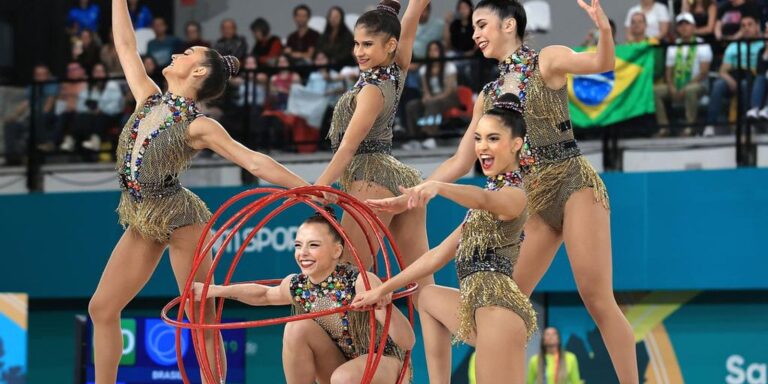 Ginástica rítmica do Brasil tem jornada dourada no Pan de Santiago