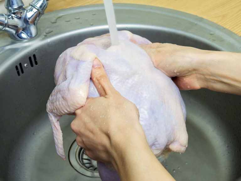 Por que não devemos lavar o frango cru?