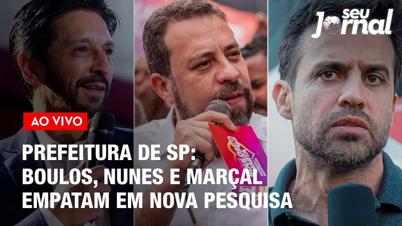 Prefeitura de SP: Boulos, Nunes e Marçal empatam em nova pesquisa | Seu Jornal 16.09