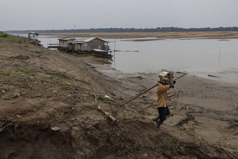 Seca histórica no Rio Solimões chegou a -94 cm em Tabatinga