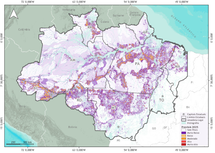 PrevisIA: inteligência artificial aponta 6,5 mil km² com risco de desmatamento na Amazônia em 2025