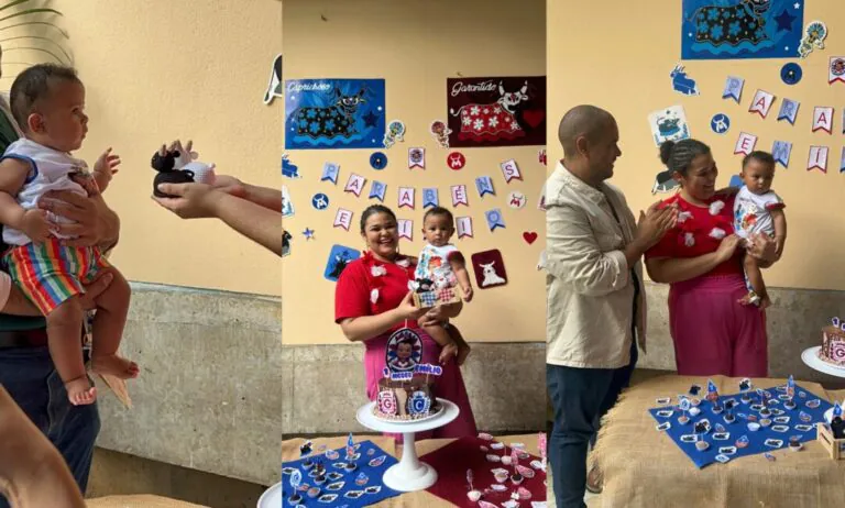 bebê 'escolhe' entre Caprichoso e Garantido